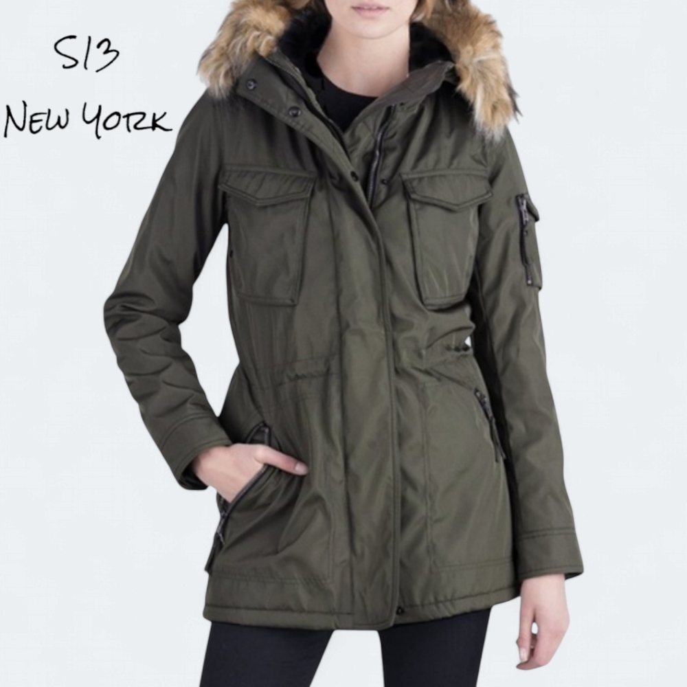 S13 New York Ladies Parka Anorack Jacket Womens Medium- Army Green